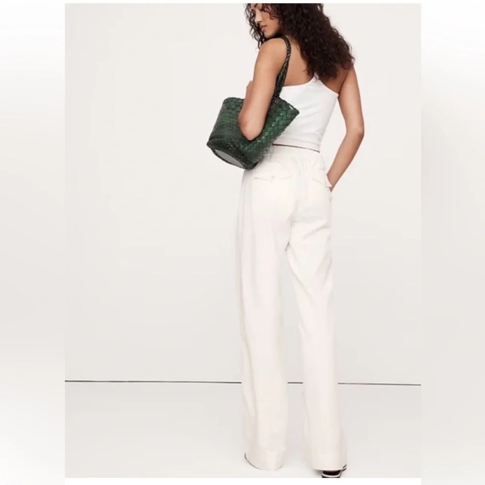 NWT! Banana Republic Cream White The Everyday Wide-Leg Linen Pant -713516 🩷 - Picture 2 of 5
